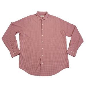 Peter Millar Summer Comfort Shirt Mens L Pink Blue Check Button Up Performance